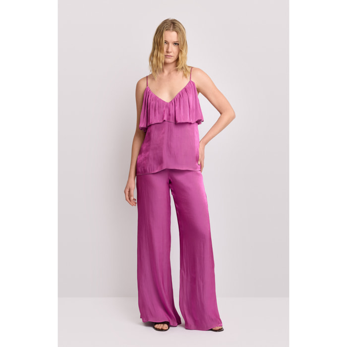 Kocca - Top con maxi volant Donna, Tinta unita, Scollo a V