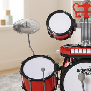 Kit de batterie enfant drum set avec tabouret micro connexion USB et accessoires