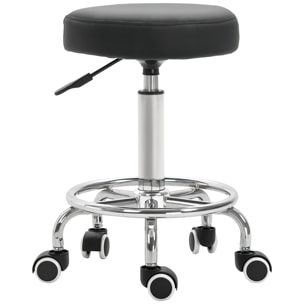 Vinsetto Tabouret à roulettes, tabouret de massage avec hauteur réglable 50-64 cm et assise rembourré, chaise de travail à roulettes pivotant 360°, pour salon de massage, tatouage, clinique, spa, noir