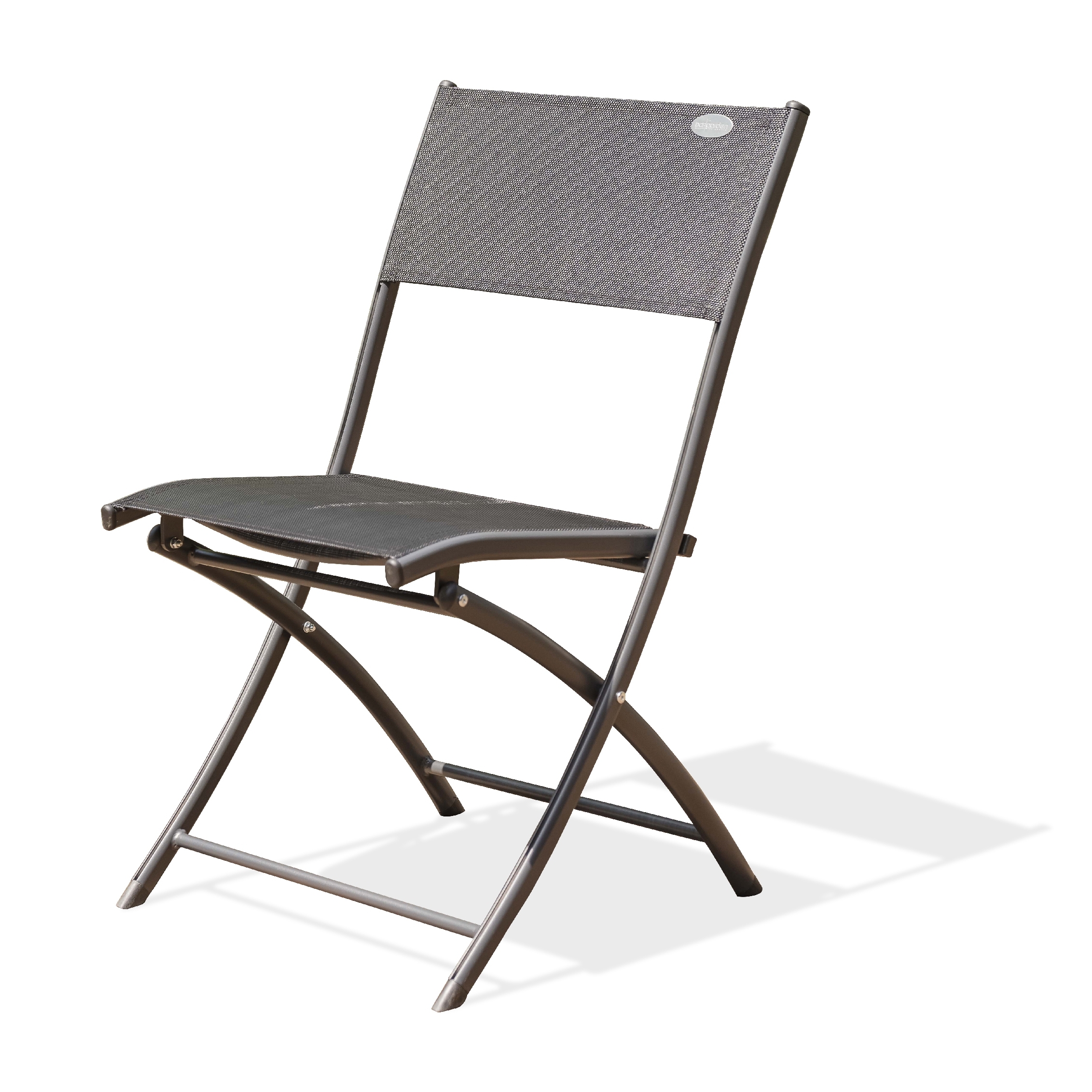 C43 - Chaise de jardin pliante en aluminium et toile plastifiée noire