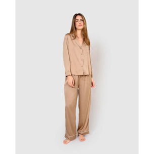 Pijama largo satén friday beige