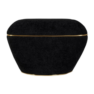 Pouf Contessa nero e oro in velluto e legno di pioppo