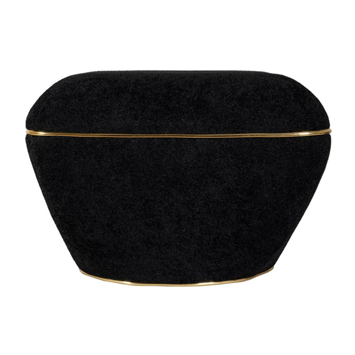 Pouf Contessa nero e oro in velluto e legno di pioppo