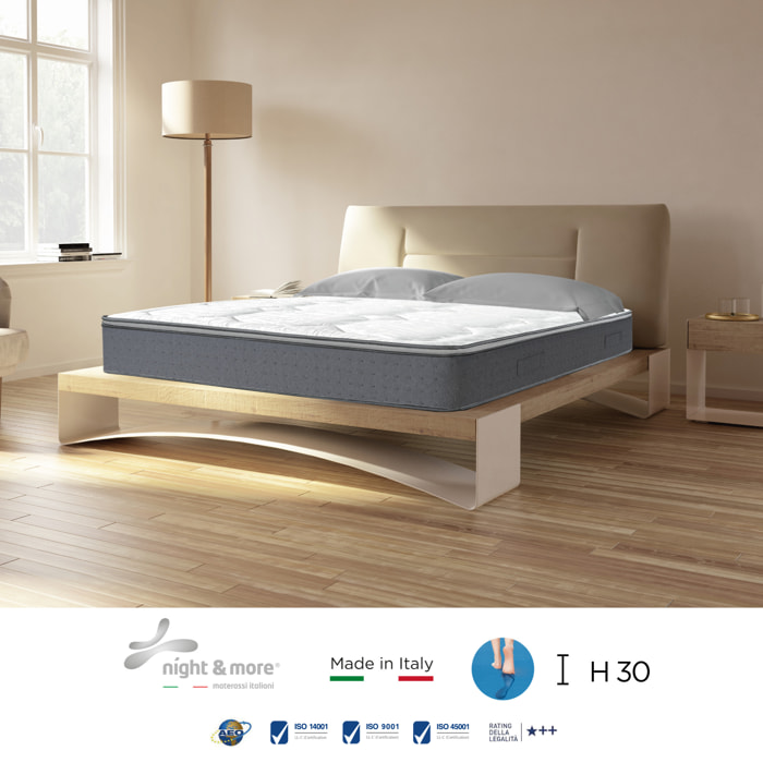 "Irene" H30 cm 160x200 coppia guanciali Memory OMAGGIO a molle insacchettate e 4cm memory Gel