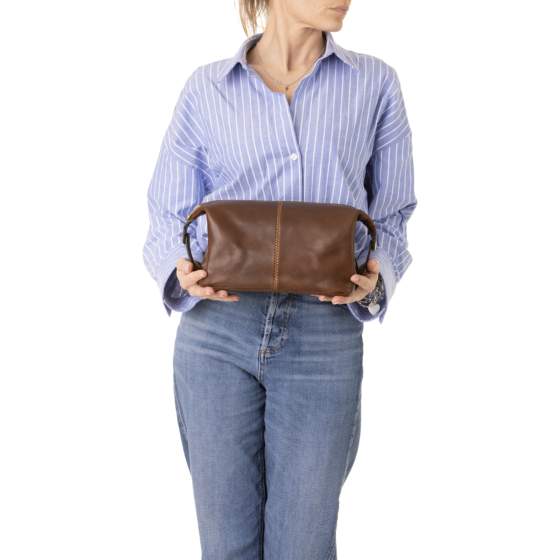 Pochette  unisex In Vera pelle Made in Italy 26x17x12 cm