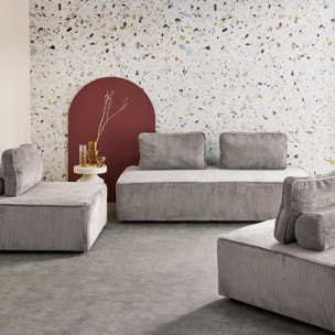 Ensemble chauffeuses LAO pour canapé modulable en velours côtelé 4 places gris clair