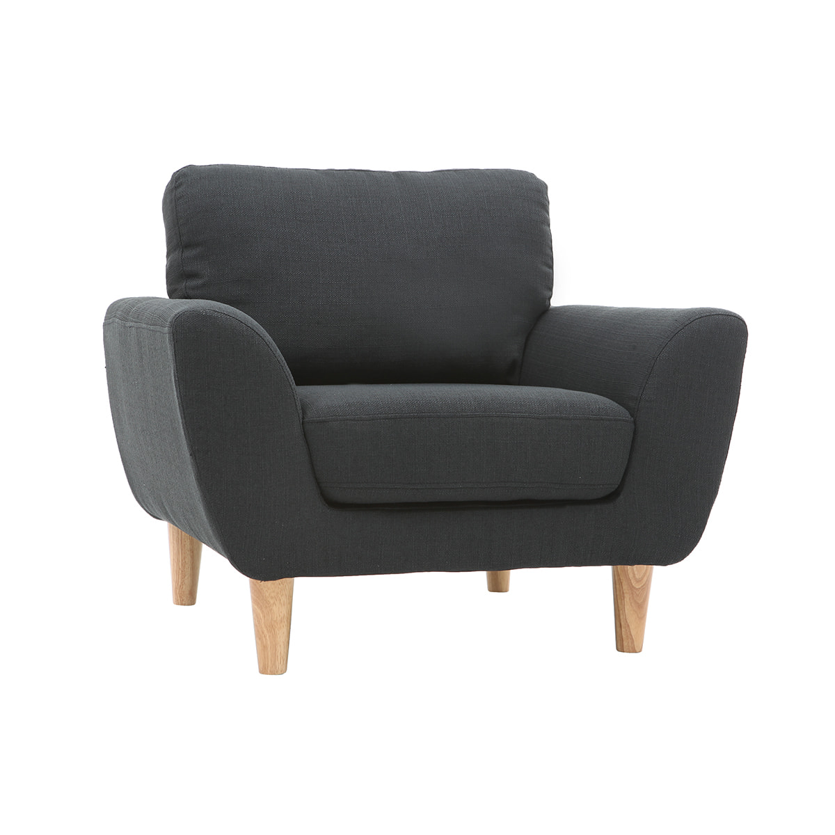 Fauteuil scandinave en tissu gris anthracite et bois clair ALICE