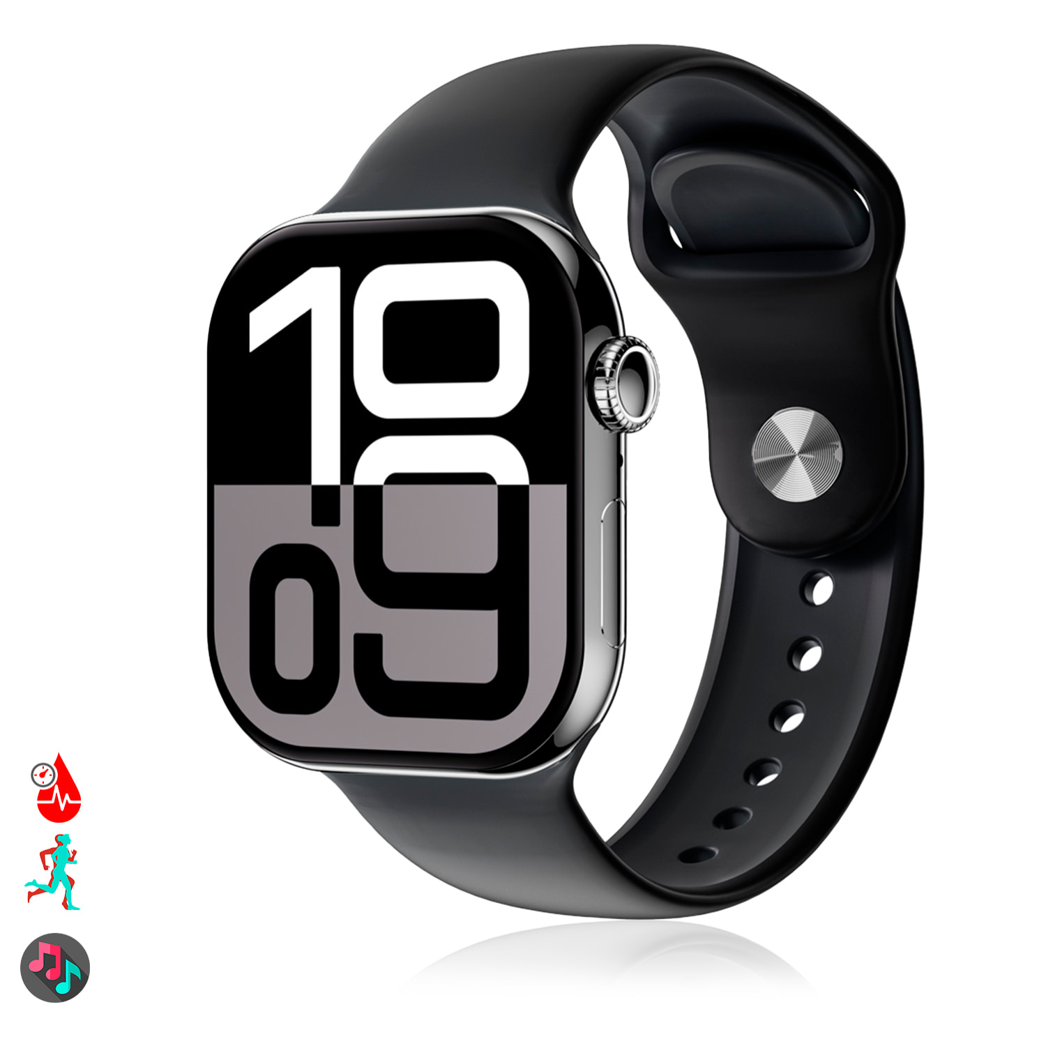 Smartwatch S10P con pantalla de 2,1" de alta resolución, 1GB de memoria interna. Más de 100 modos deportivos y más de 500 diales intercambiables. Traductor de voz, ebooks y juegos de habilidad.