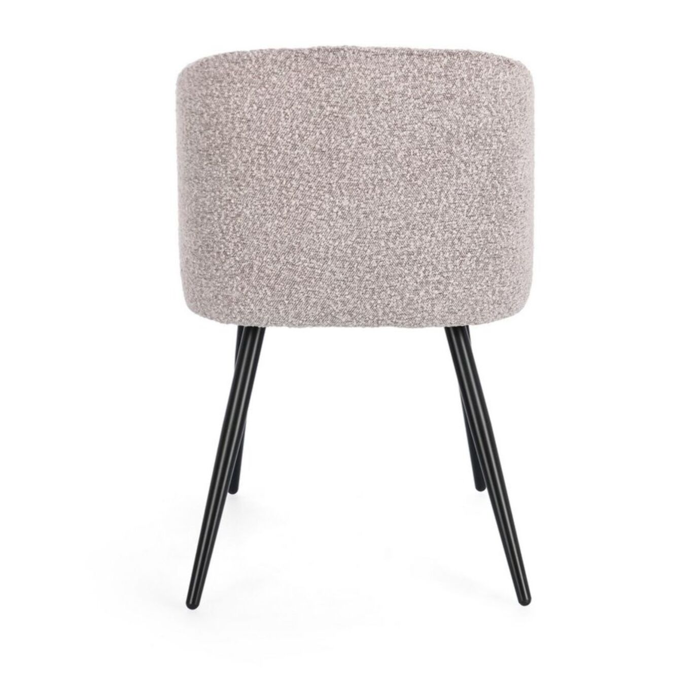 Set di sedie QUEEN in tessuto effetto bouclé visone e gambe nere