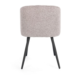 Set di sedie QUEEN in tessuto effetto bouclé visone e gambe nere