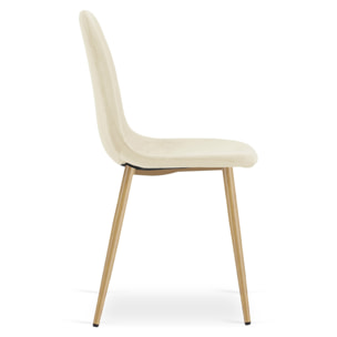 Set di 3 sedie Padva in velluto beige con gambe effetto rovere