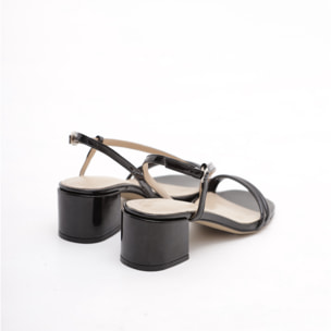 SANDALO FASCETTE VERNICE NERO