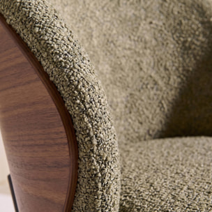 Chaise bois de peuplier teinté noyer, acier et tissu texturé (lot de 2) PAUL