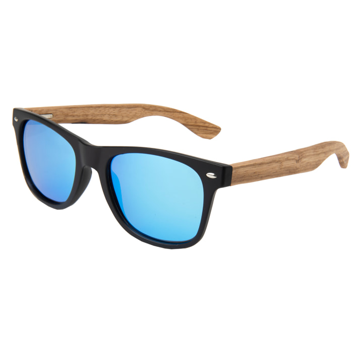 Gafas de sol OCEAN BEACH WOOD - De madera negro con patillas marrón y / Revo azul
