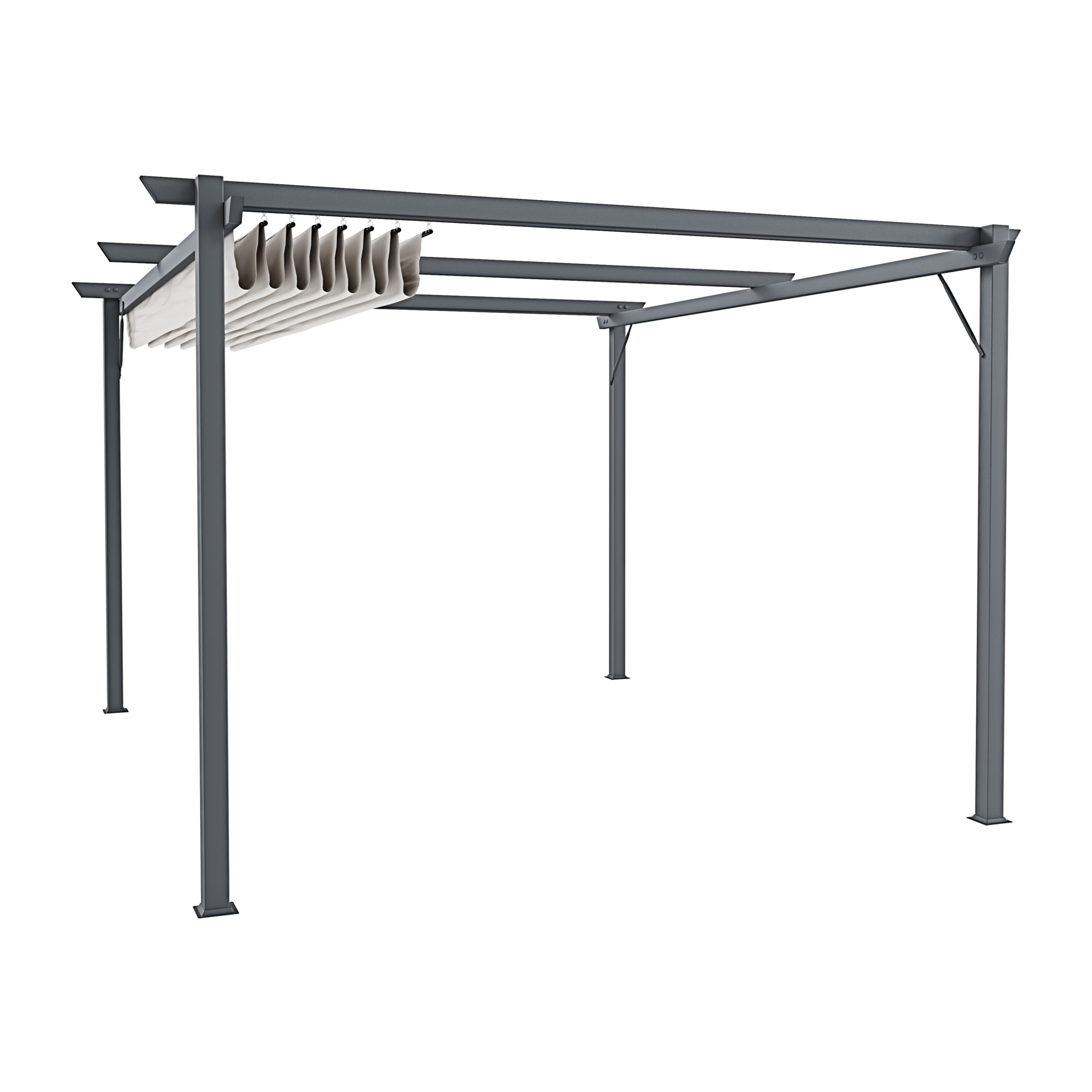 Gazebo Pergola 3x3 M Pergolato Telo Impermeabile Retrattile Struttura In Acciaio Giardino Terrazzo Piscina Esterno Fiere Campeggio Design Beige
