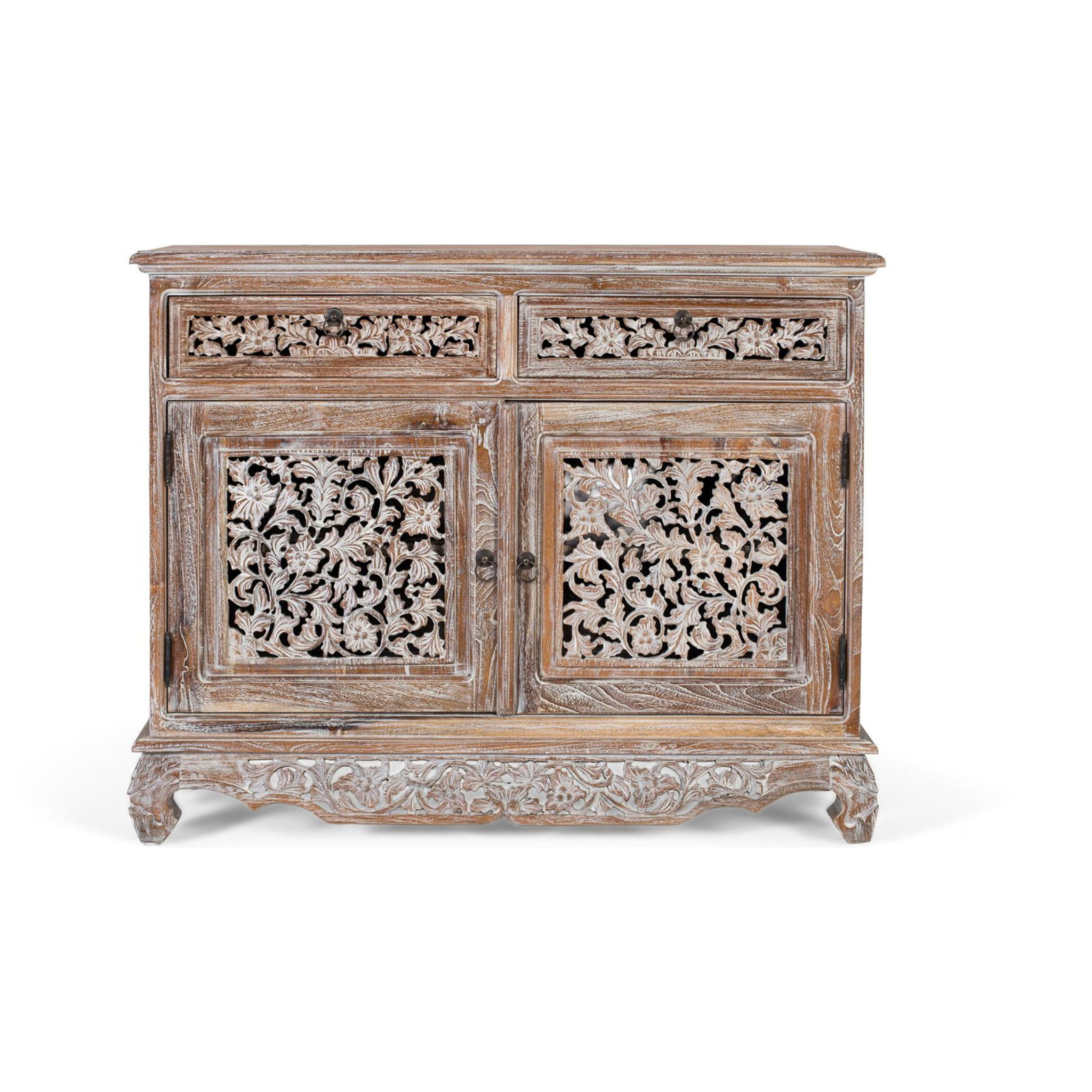 Aparador de Madera de Teca Estilo Boho Tallado