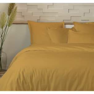 Parure Housse De Couette 3pcs 100 % percale Coton 80fils Percale Moutarde