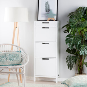 Meuble à chaussures Orus -bois et panneau mdf-couleur laqué blanc mat 50 x 125 x 18 cm