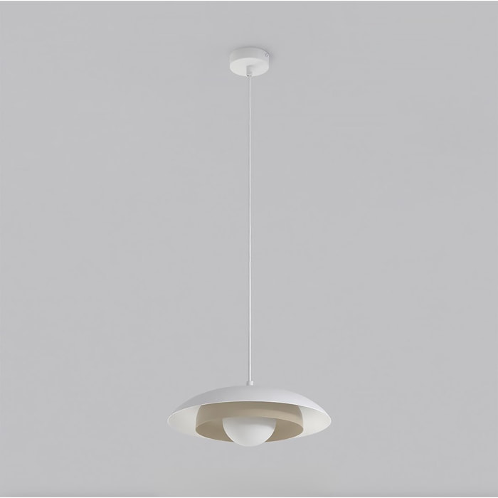 Lampada a sospensione SKIN in acciaio bianco e dettagli moka