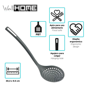 juego de batería de cocina de 8pc en acero inoxidable + 6 utensilios básicos de cocina en pbt negro