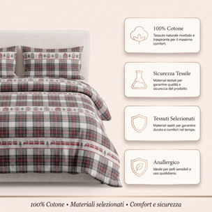 Sacco copripiumino in cotone con federe coordinate, set letto morbido e traspirante, leggero e resistente per uso quotidiano, tessuto certificato sicuro sulla pelle, facile da lavare e durevole, ideale per comfort notturno