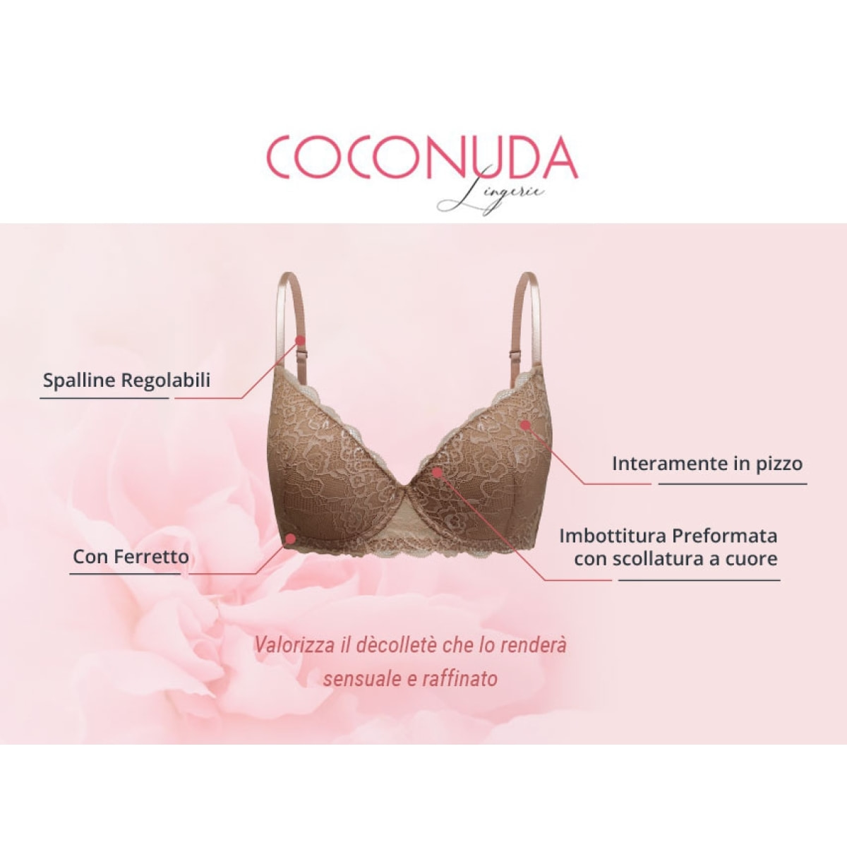 3 Reggiseni Donna Coconuda Art. Rosa Coppa C