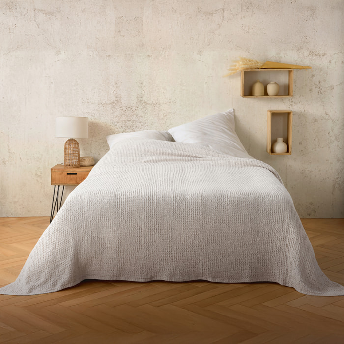 Plaid ou couvre lit 100%  coton nid d’abeille - Blanc