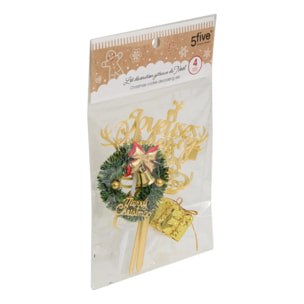 Lot de 4 décorations pâtisserie Noël