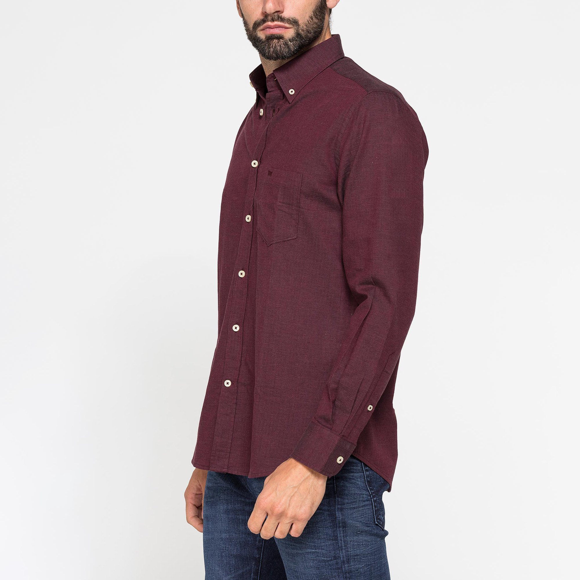 CAMICIA DI FLANELLA IN COLORI TINTA UNITA CON TASCHINO