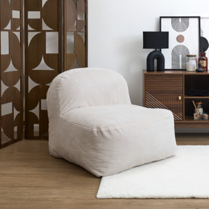 Fauteuil - HOME DECO FACTORY - Scott - Compact - Côtelé - Beige