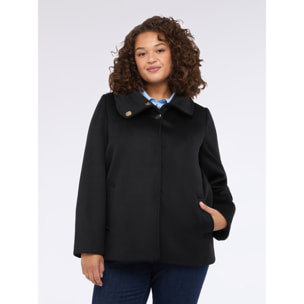 Fiorella Rubino - Abrigo corto de mezcla de lana con cuello alto - Negro