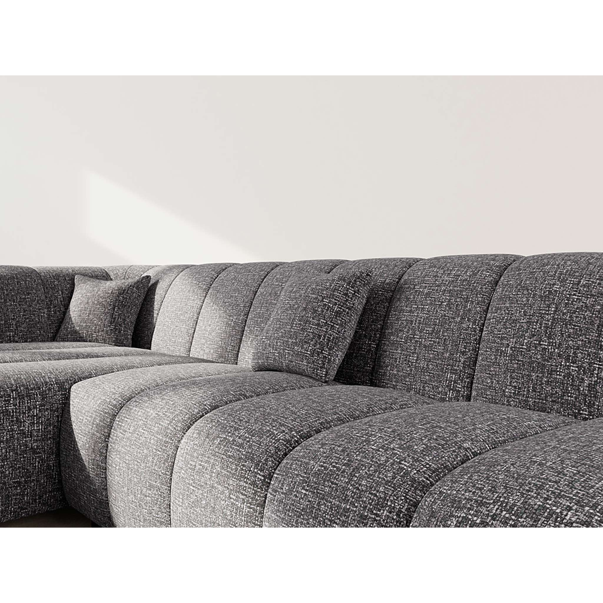 Curtis - canapé d'angle gauche 4 places sans accoudoir en tissu texturé - Gris foncé