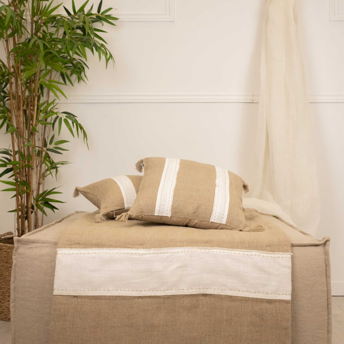Coussin en lin et coton déhoussable - Blanc