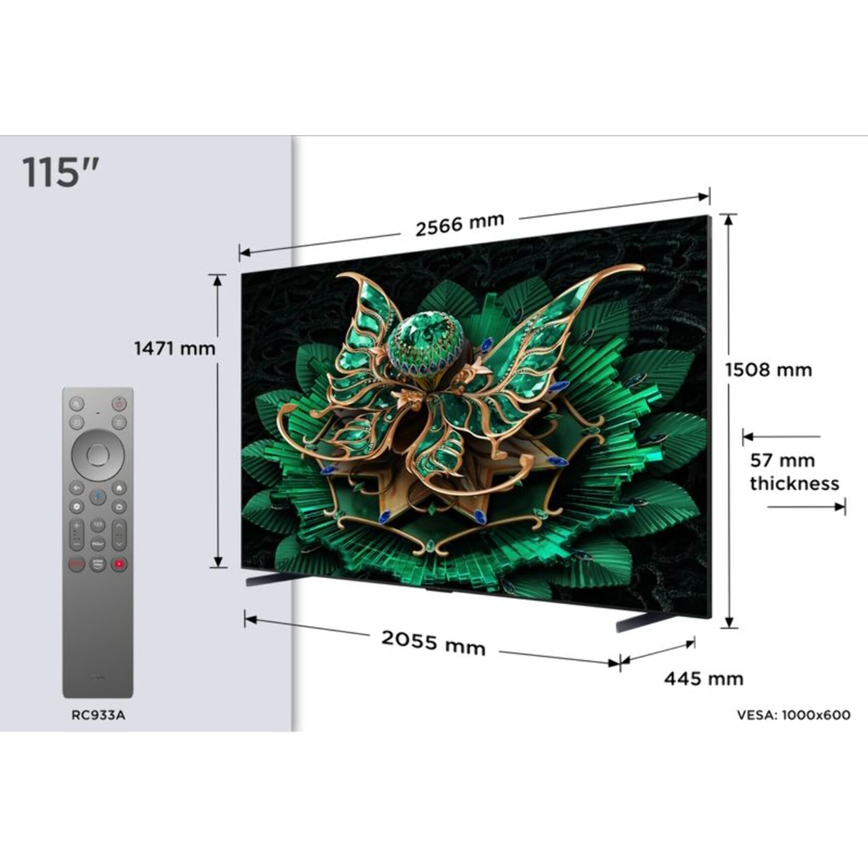 TV Mini Led TCL 115C7K 2025-115 pouces (291cm)