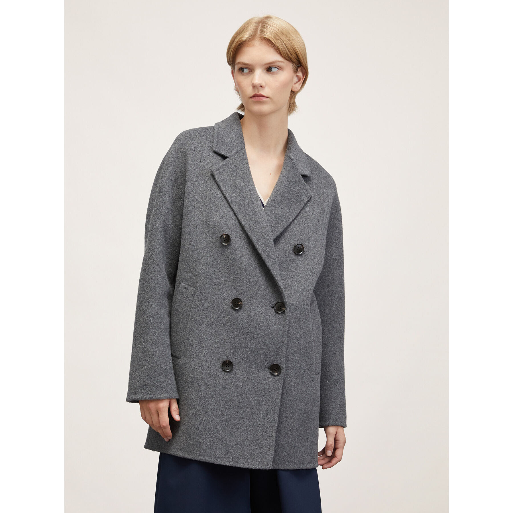 Motivi - Cappotto doppiopetto in panno double - Grigio