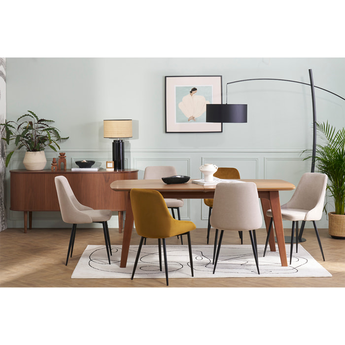 Chaises design en tissu effet velours texturé gris clair et métal noir (lot de 2) CULT