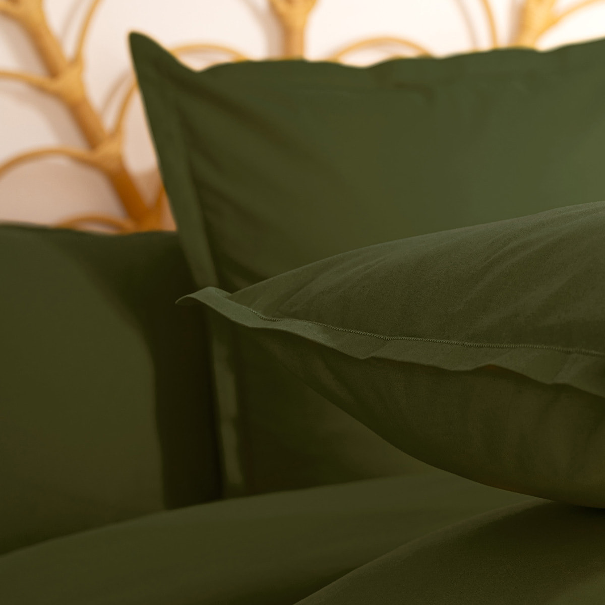 Taie d oreiller "Carina" coton 63x63cm vert kaki