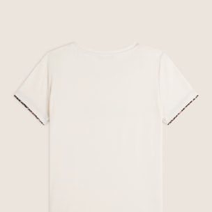 T-shirt donna in jersey viscosa con inserto animalier