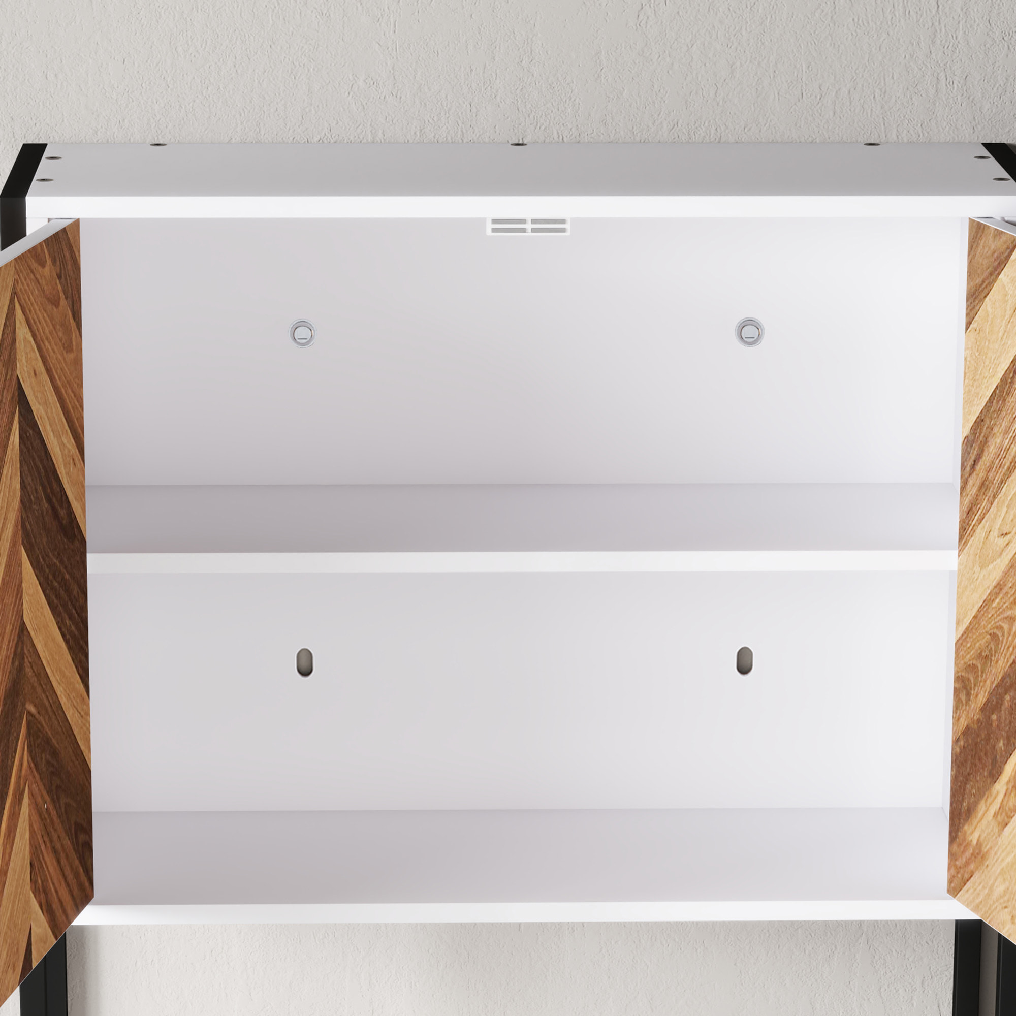 Armario de Pared para Baño Multiusos Mueble de Baño Suspendido Armario Colgante de Almacenamiento con 2 Puertas Estante Ajustable y Estante Abierto 59x20x60 cm Multicolor