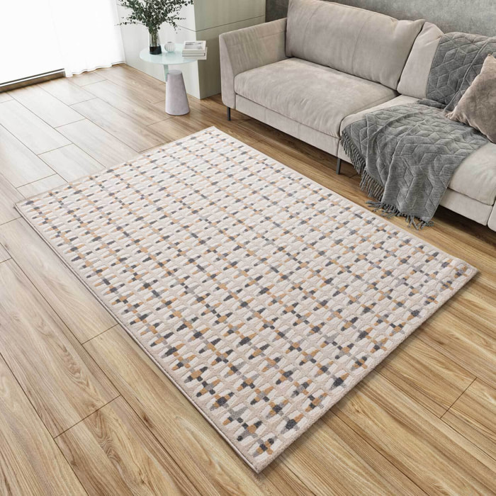 BARESA Alfombra geométrica con relieve multicolor, varias medidas disponibles