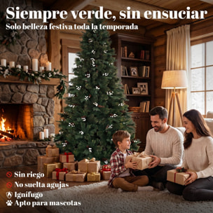 HOMCOM Árbol de Navidad 220 cm, Árbol de Navidad Artificial con 1116 Ramas y Base Metálica Plegable, Frondoso, Montaje Rápido, Sistema con Bisagras, Decoración Navideña para Salón, Interior, Verde