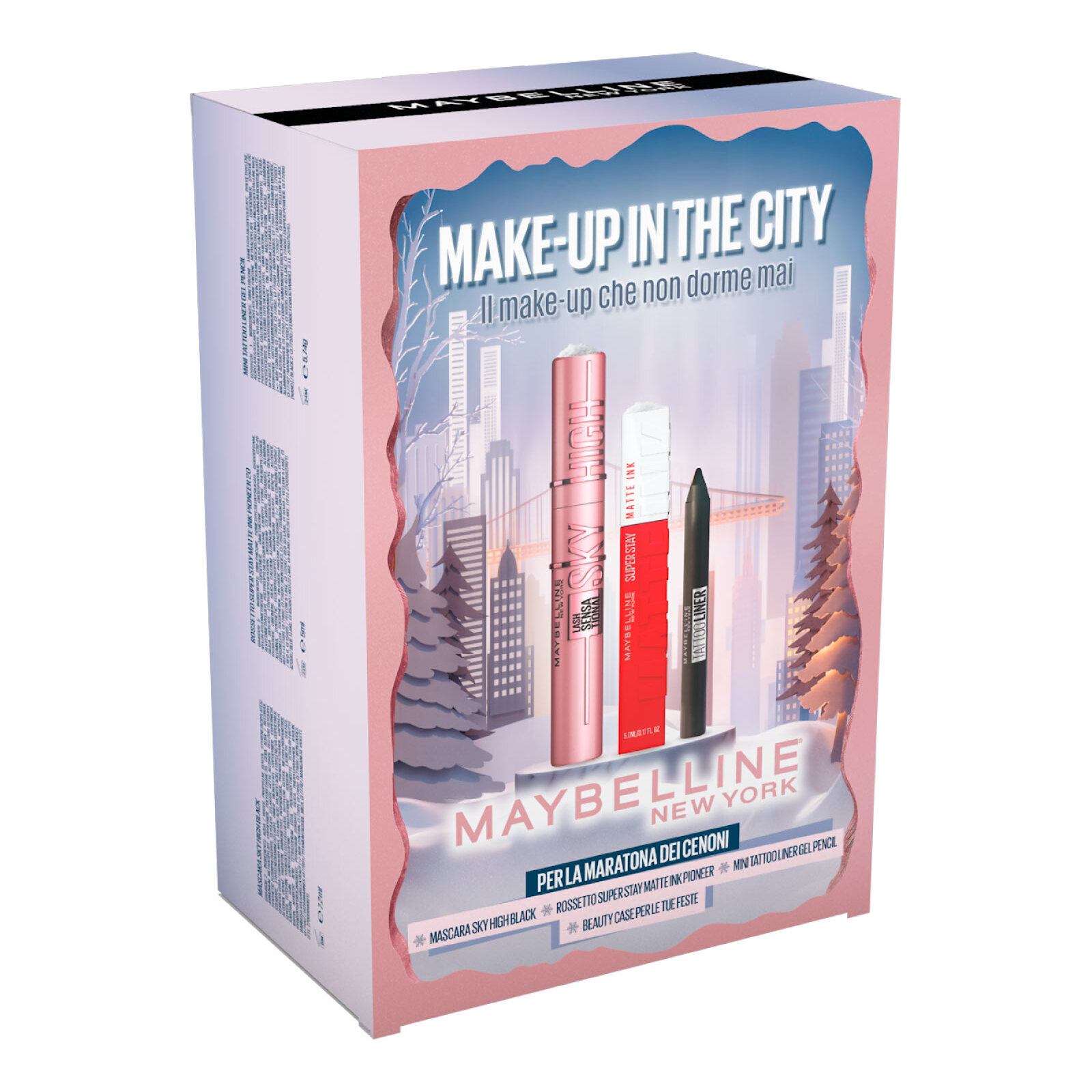 Confezione Regalo Natale Make Up in The City con Mascara Sky High + Rossetto Pioneer 20 + Matita + Beauty Case