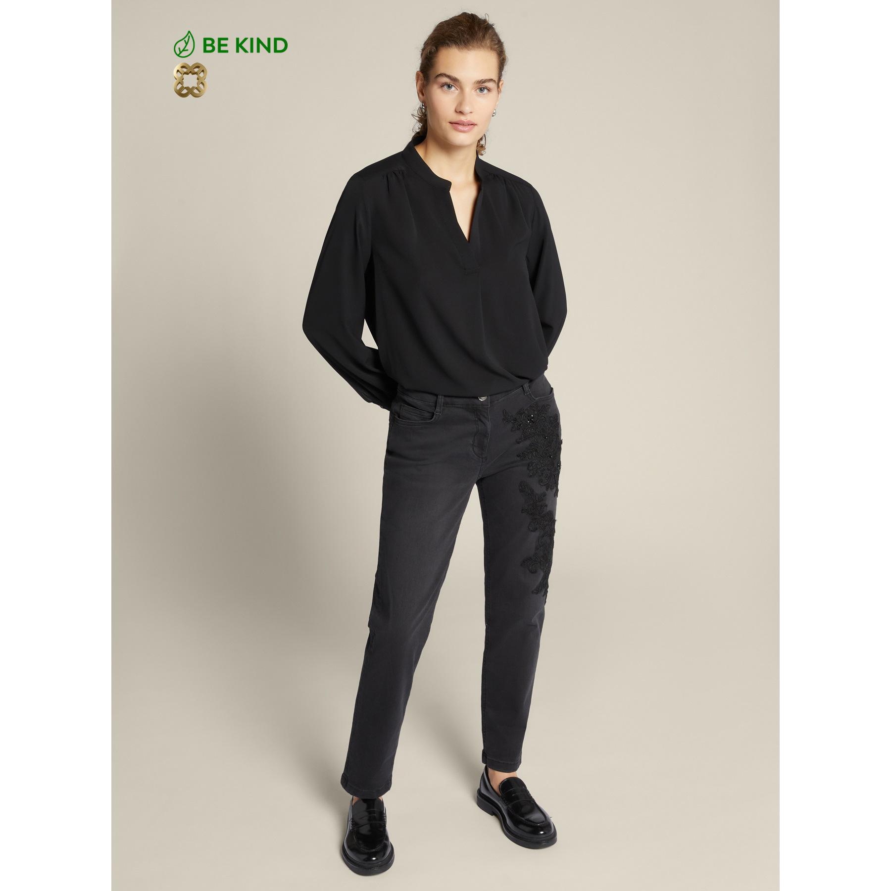 Elena Mirò - Jeans skinny neri ricamati cotone sostenibile - Nero