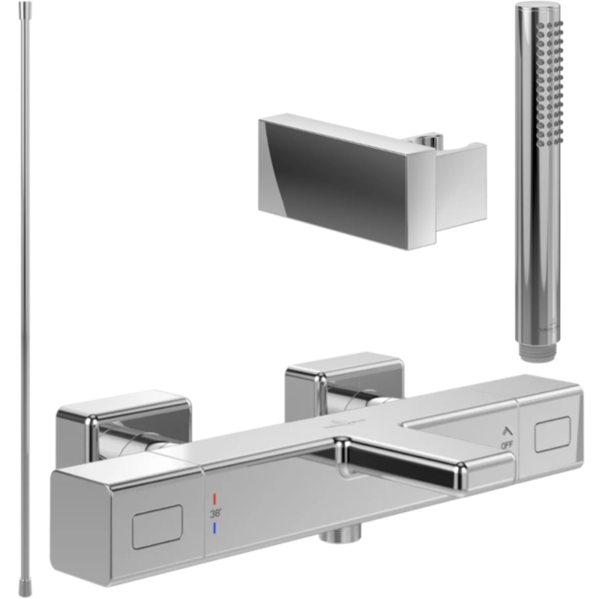 Pack mitigeur baignoire thermostatique VILLEROY ET BOCH Universal carré avec ensemble