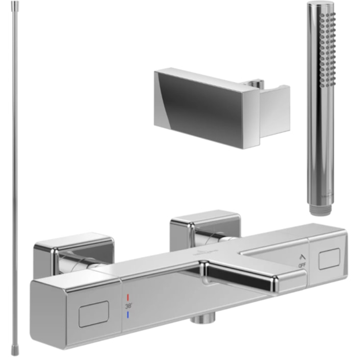 Pack mitigeur baignoire thermostatique VILLEROY ET BOCH Universal carré avec ensemble