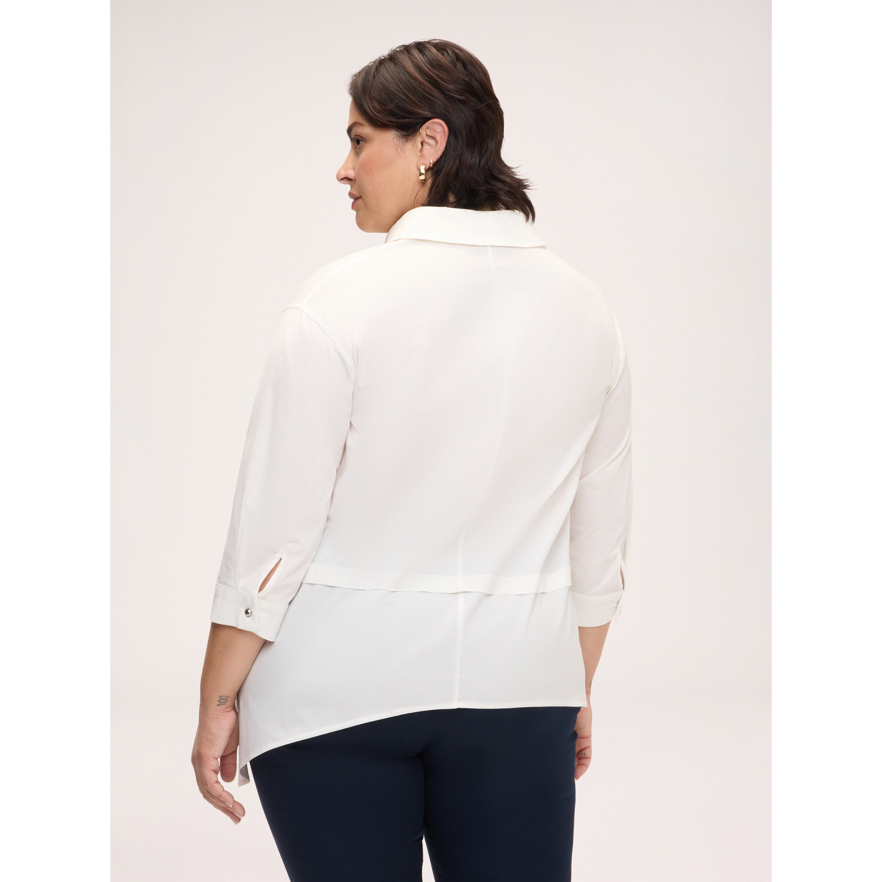 Fiorella Rubino - Camicia in misto cotone con orlo asimmetrico - Bianco