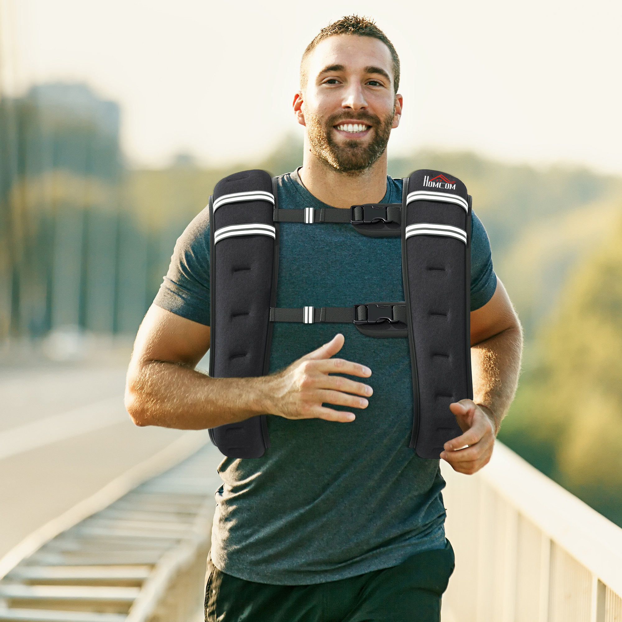 Gilet lesté de 5 Kg réglable - veste lestée de sport - poche de rangement intégré - oxford noir