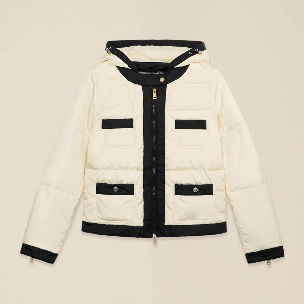 Oltre - Piumino bicolor in vera piuma - Bianco