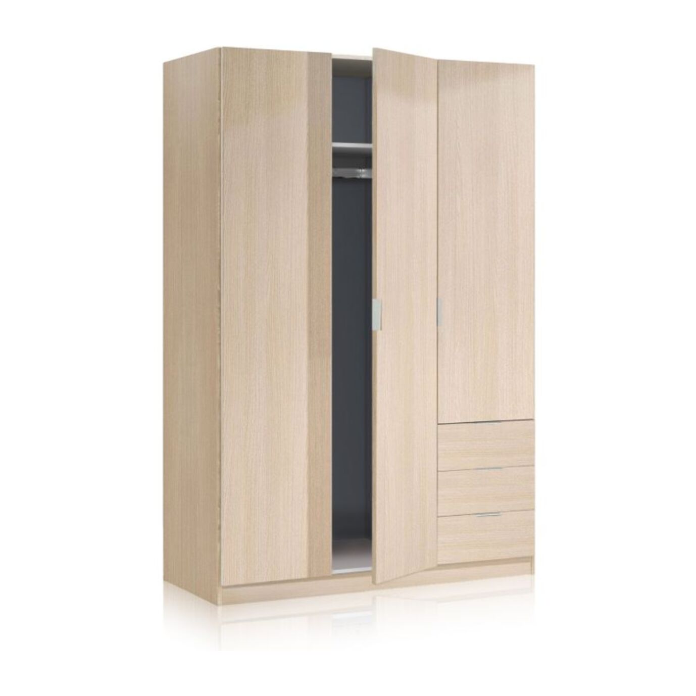 Armario Hexa 3 puertas 3 cajones Roble