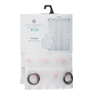 Rideau enfant "Pompoms" rose 140x240cm